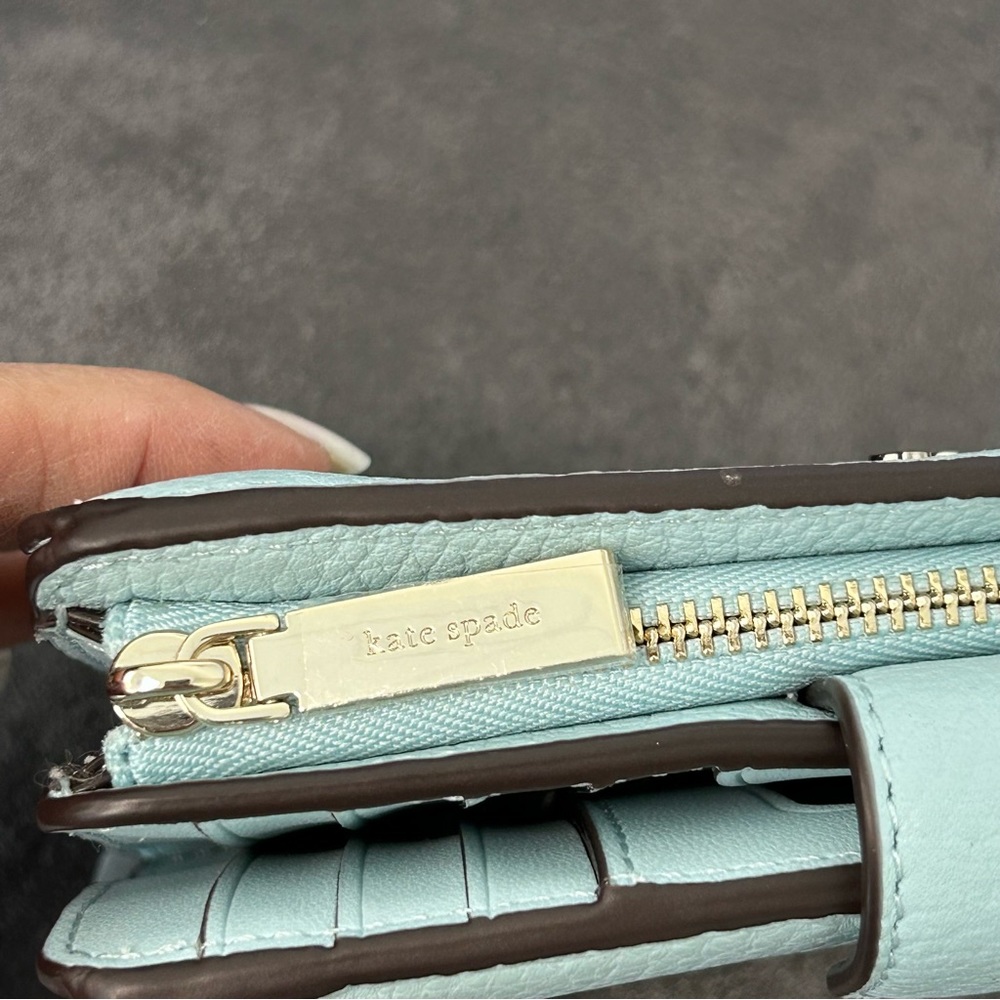 kate spade Leila Medium Compact Bifold Wallet Dewy Blue NWT - Picture 11 of 14